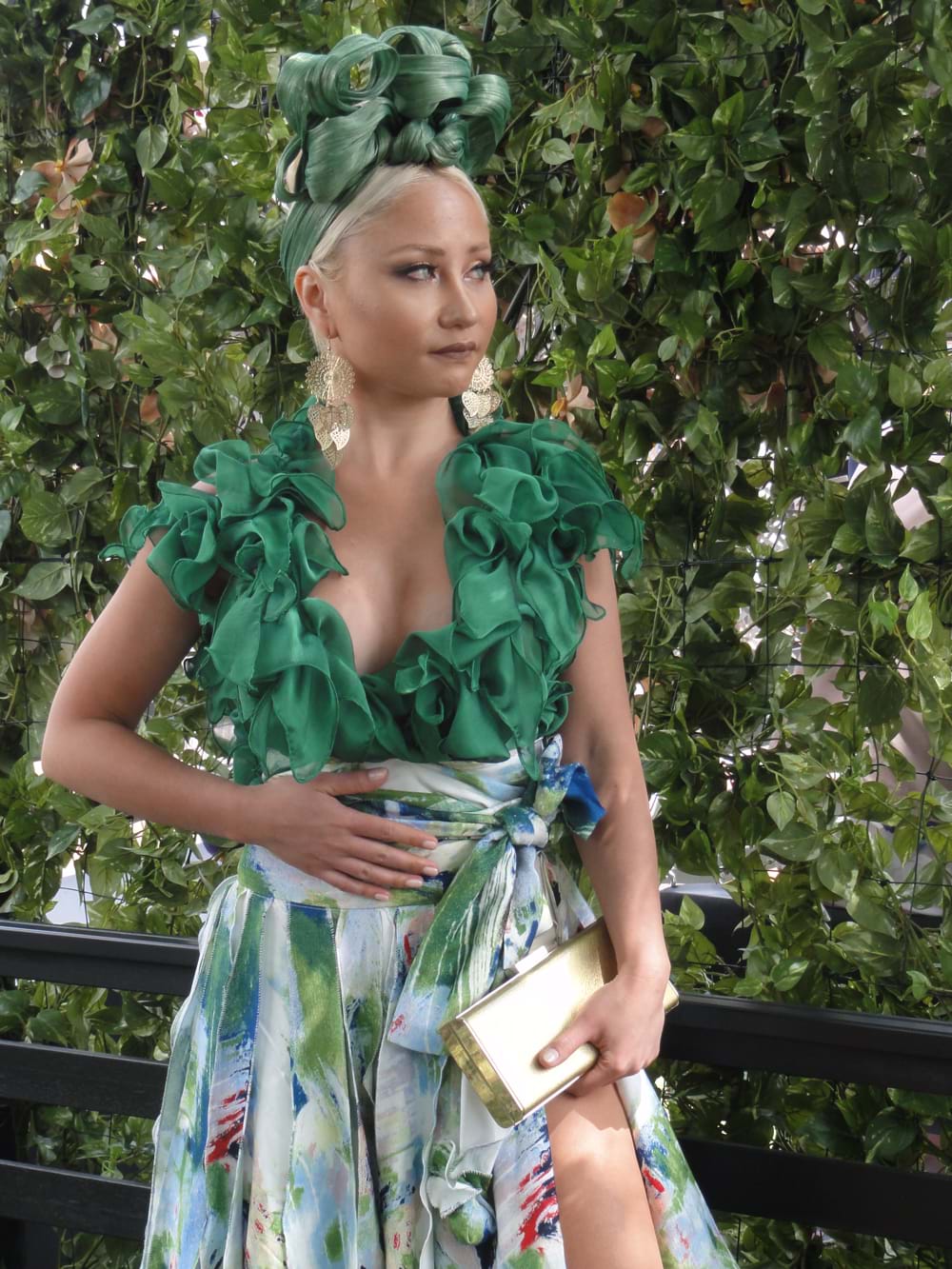 Cindy looking stunning in her jade coloured dress designed by Leiela