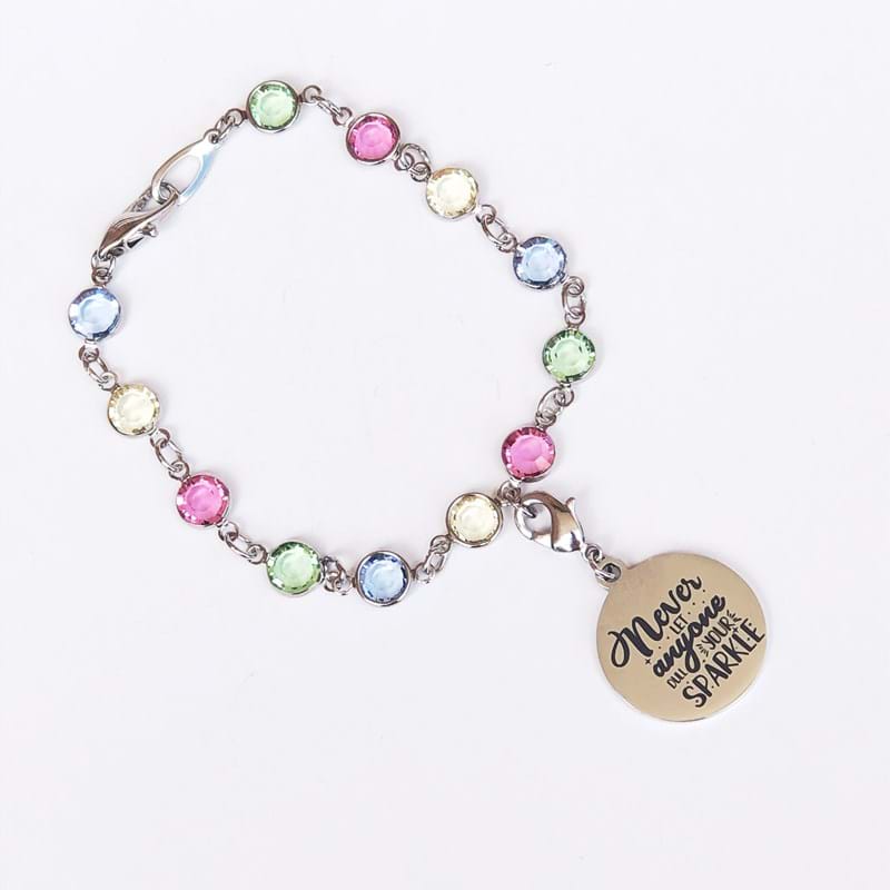 Never let anyone dull your sparkle charm bracelet by Andrea Agosta Designer Jewellery